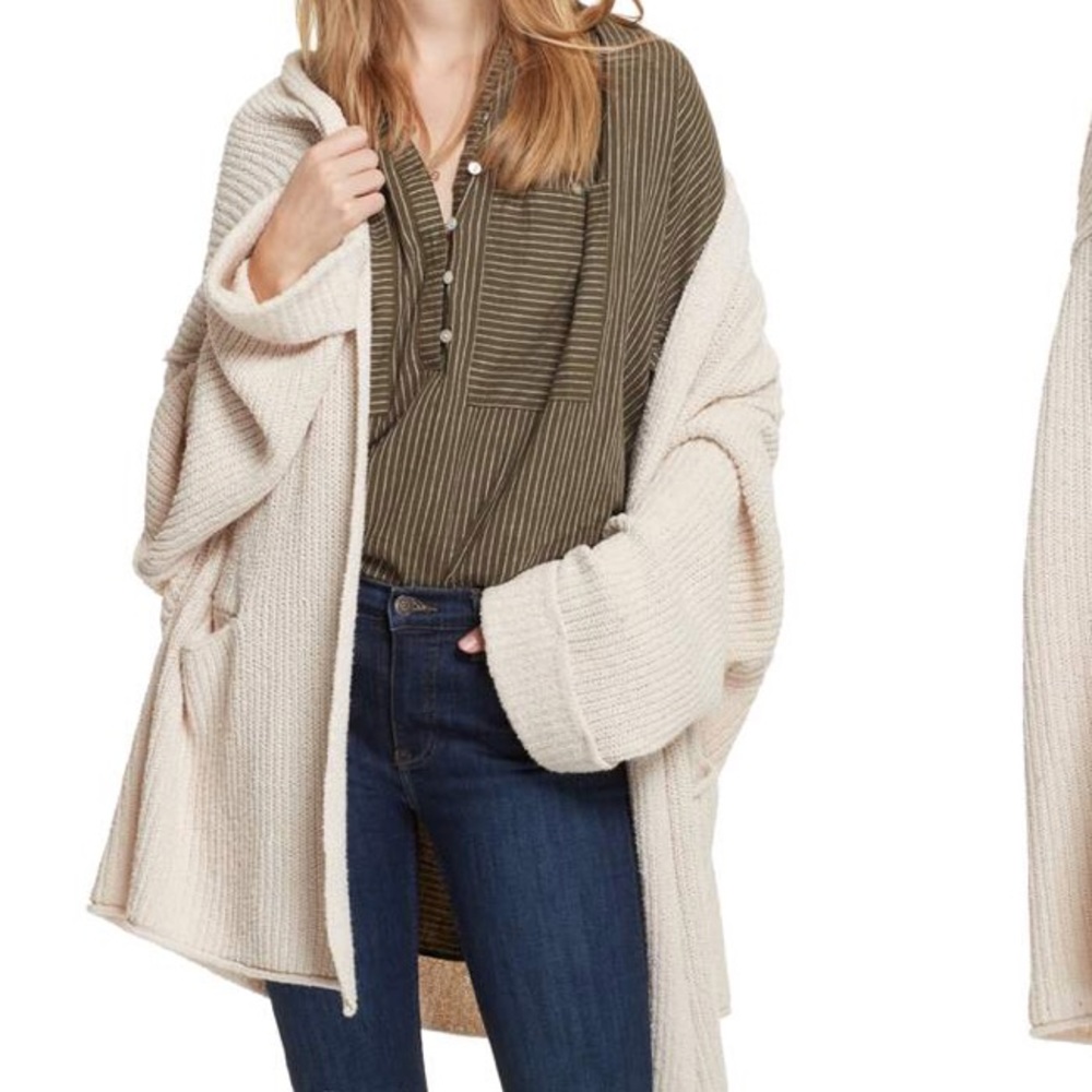 Free people oversized cream knit sweater